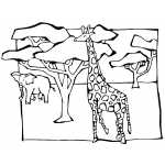 Giraffe And Elephant In Savanna