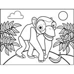 Grinning Monkey with Banana