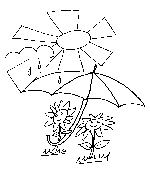 Flowers with Umbrella Coloring Page