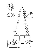 Tall Tree with Sun and Clouds Coloring Page