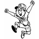 Happy Jumping Boy Scout
