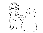 Boy Building a Snowman Coloring Page