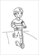 Boy Riding Razor Scooter