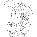 Duck and Girl in Rain