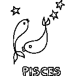 Primitive Pisces Zodiac Coloring Page