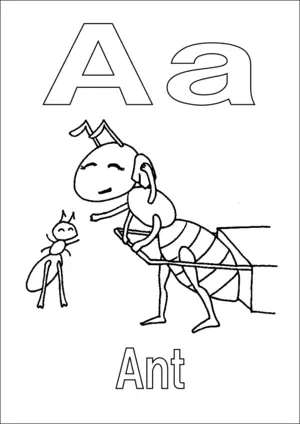 A is for Ant coloring page