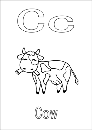 C is for Cow coloring page
