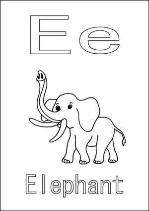 E is for Elephant coloring page