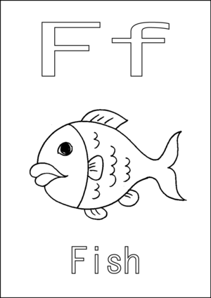 F is for Fish coloring page