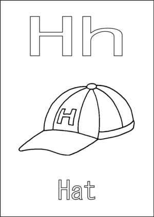 H is for Hat coloring page