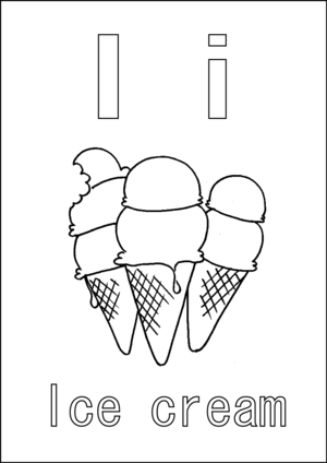 I is for Ice cream coloring page