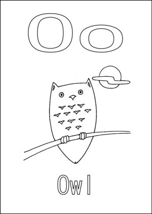 O is for Owl coloring page