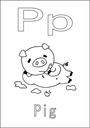 P is for Pig coloring page