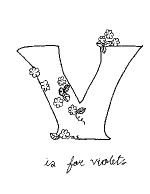 V is for Violets Coloring Page
