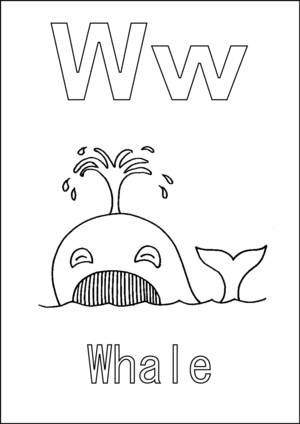 W is for Whale coloring page