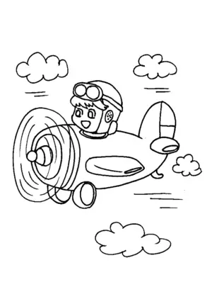 Boy Flying Airplane coloring page