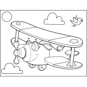 Cute Pusher Aircraft coloring page