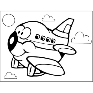 Happy Airplane coloring page