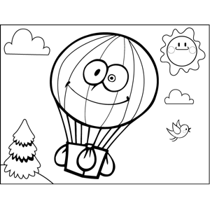 Happy Hot Air Balloon coloring page