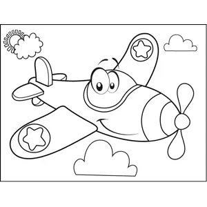Happy Plane coloring page
