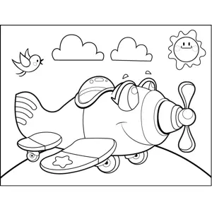 Happy Propeller Plane coloring page
