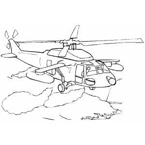 Helicopter In Clouds coloring page