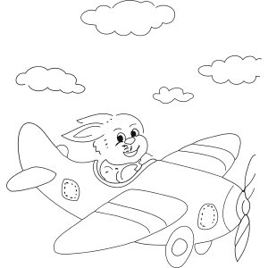 Rabbit in Plane coloring page
