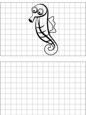 Curious Seahorse Drawing coloring page