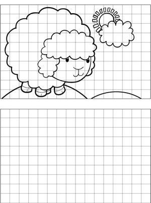 Happy Sheep Drawing coloring page