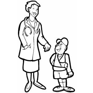 Doctor And Boy With Broken Arm coloring page