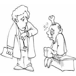 Doctor And Patient With Wrench In Head coloring page