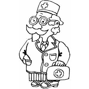 Doctor With Medical Kit coloring page