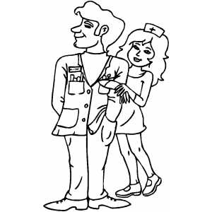 Doctor With Nurse coloring page