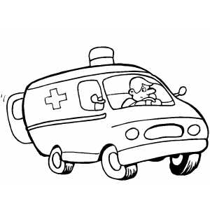 Man Driving Ambulance coloring page