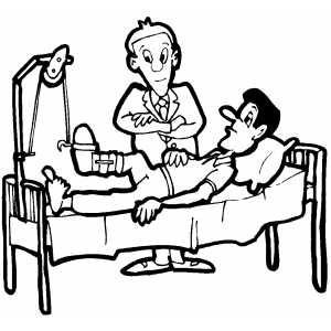 Man Lying On Bed With Broken Leg coloring page