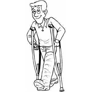 Man With Broken Leg coloring page