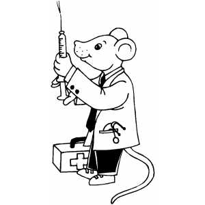 Mouse Doctor With Needle coloring page