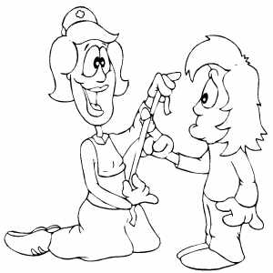Nurse Helping Patient With Broken Finger coloring page