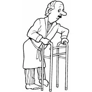 Old Man With Walker coloring page