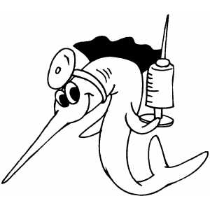 Swordfish Doctor With Needle coloring page