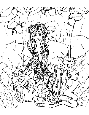 Adam and Eve in the Garden coloring page