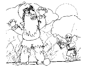 David and Goliath coloring page
