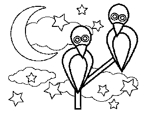 2 Birds in the Night coloring page