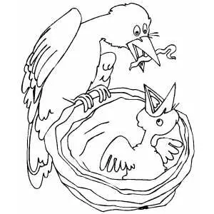 Bird And Chick coloring page
