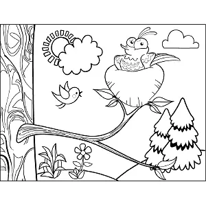 Bird in Nest coloring page
