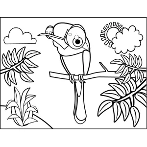 Bird on Branch Coloring Page
