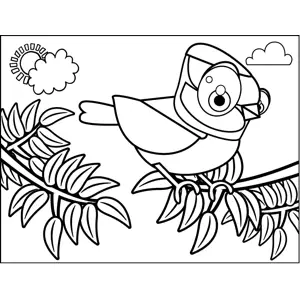 Cheerful Bird on Branch coloring page