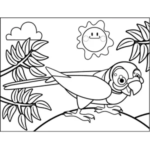 Crouching Parrot coloring page