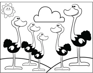 Cute Ostriches coloring page