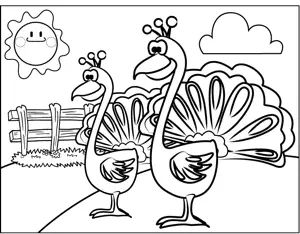 Cute Peacocks coloring page